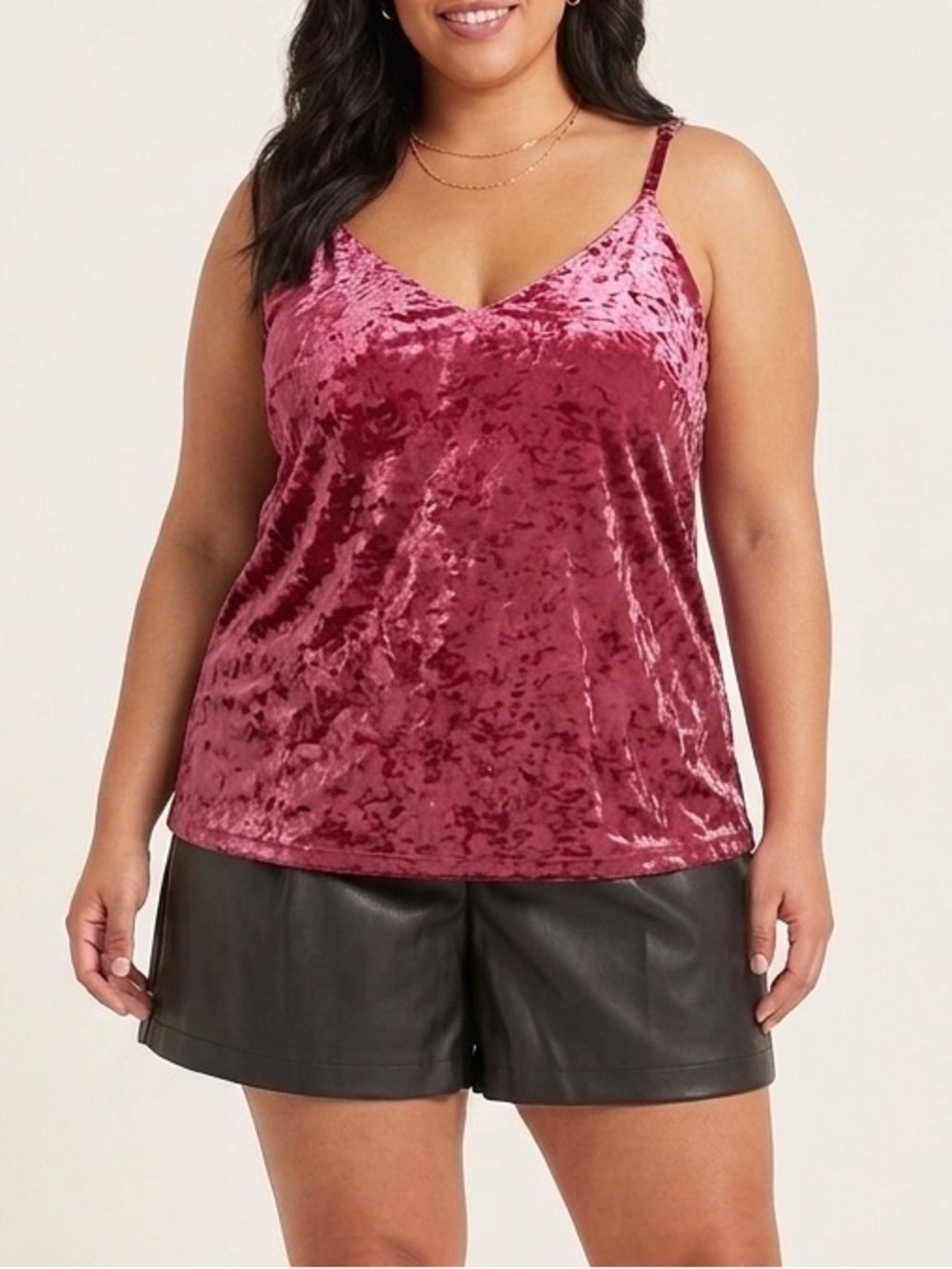 NWT Torrid Raspberry Pink Crushed Velvet Cami Top Size 2